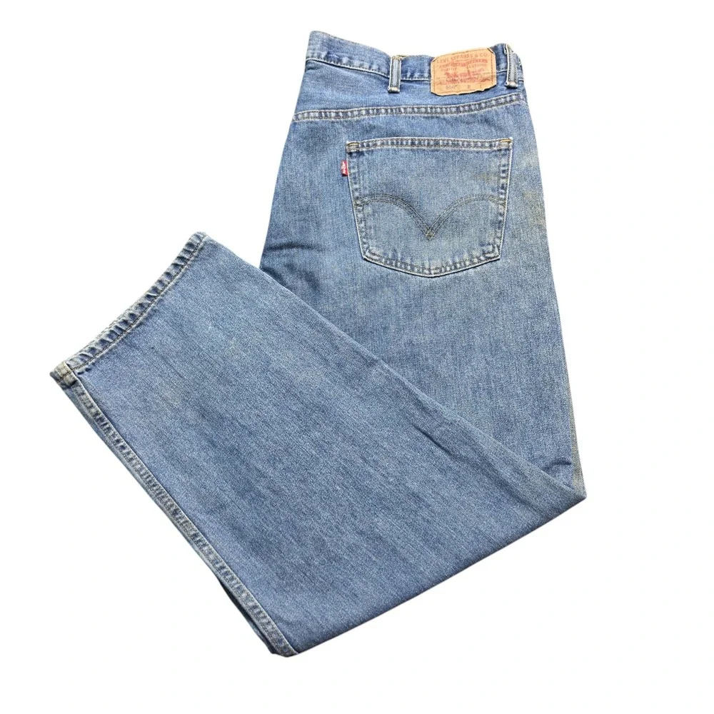 Baggy Distressed Skater Relaxed Fit 550 Denim Jeans Mens 45x29 Blue Levis